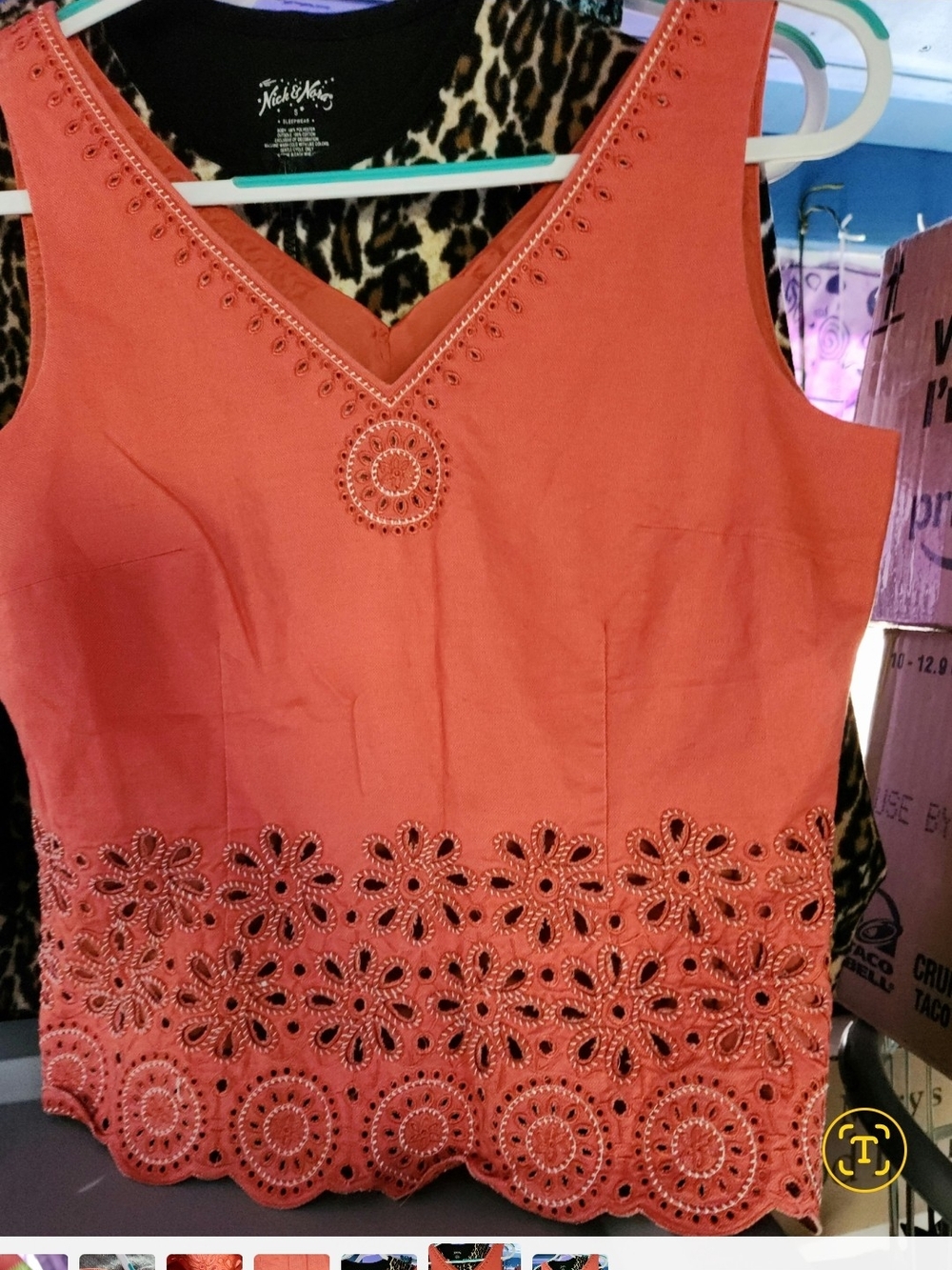 Talbots Coral Eyelet Sleeveless V-Neck Tank